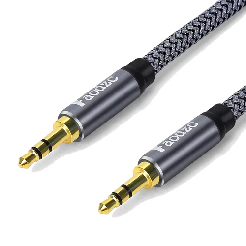Vista 2 de Cable auxiliar de audio de 0.138 in, cable auxiliar macho a macho, cable de audio estéreo de nailon trenzado, cable auxiliar para auriculares