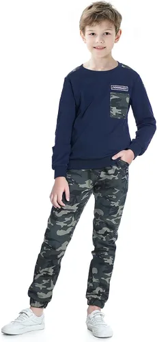 Vista 2 de lontakids Conjunto de 2 piezas para niños de manga larga pantalones de camuflaje