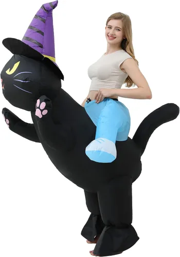 Vista 2 de Double Couple Disfraz de Halloween para adultos y niños, inflable, divertido de alienígena, disfraz de cosplay para mujeres y hombres