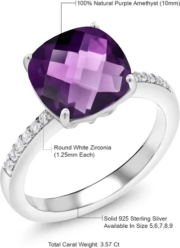 Vista 35 de Gem Stone King Anillo de compromiso de plata de ley 925 con piedra preciosa de corte cojín de 0.39 pulgadas Anillo de compromiso de aniversario