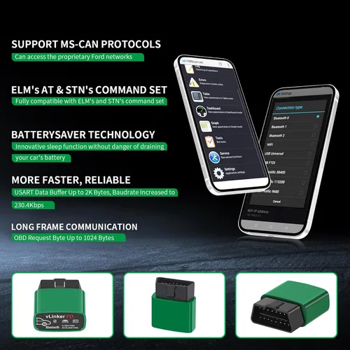 Vista 6 de VGATE vLinker FD Bluetooth OBD2 Escáner Herramienta de Diagnóstico, Lectores de Código de Automóvil y Herramientas de Escaneo para Android y Windows
