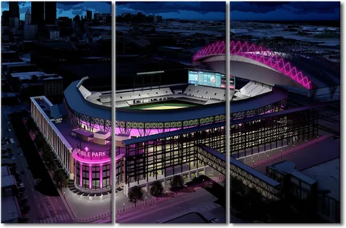 Vista 13 de TUMOVO Arte de pared en lienzo para estadio deportivo, arte de pared de campo Wrigley en Chicago, pinturas de Chicago, impresiones sobre lienzo