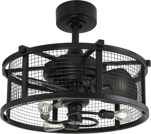 Vista 10 de VAXCEL Humboldt Ventilador de techo industrial de bronce y teca con kit de luz LED y control remoto