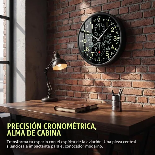 Vista 3 de Reloj de avión ''Flying Fortress'' de 12 pulgadas con marco de metal