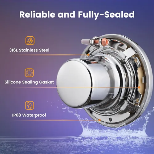 Vista 4 de SURAIELEC Luces LED de spa de 6 pulgadas, luces de piscina que cambian de color de 12 V CA para piscina enterrada, luz de spa subacuática