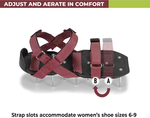 Vista 4 de Zapatos Aireadores de Césped con Correas de Velcro, Pre-ensamblados, Totalmente Ajustables, Talla Única – Herramienta de Césped y Jardín que Reduce