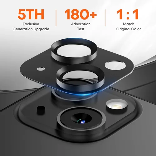 Vista 3 de Protector de lente de cámara para iPhone 15/iPhone 15 Plus/iPhone 14/iPhone 14 Plus, pantalla de cubierta de cámara de vidrio templado de aleación