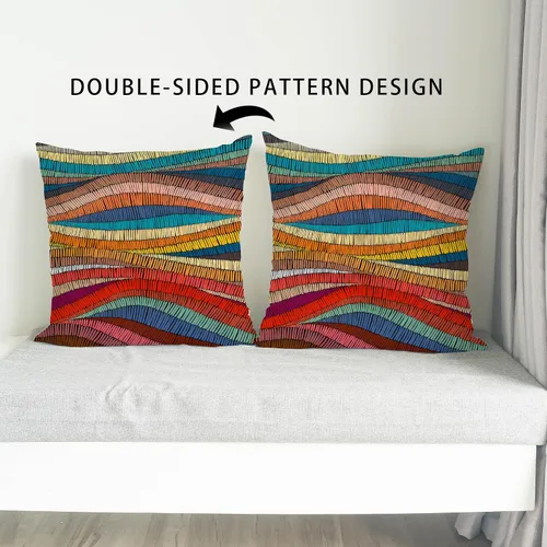 Vista 3 de Fundas de almohada estilo bohemio coloridas, decoración moderna de mediados de siglo, fundas de almohada con estampado bohemio de 20x20, funda