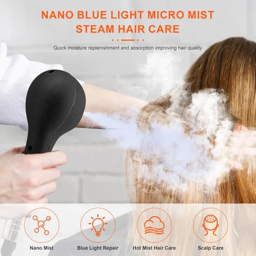 Vista 2 de Peluquería Nano Blue Light Micro Mist Hair Steamer Hair Perm Coloring Hot Dyeing Equipment for Hair Care Añade suavidad Shine Elitzia ETD303