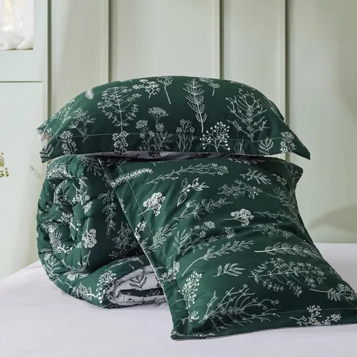 Vista 7 de Bedsure - Juego de edredón floral lindo, juego de ropa de cama tamaño Queen 03 - Verde oscuro