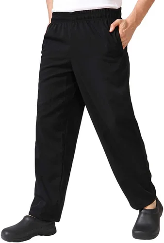 Vista 7 de Pantalones de trabajo de chefs duraderos transpirables para hombres, talla M (negro), Negro