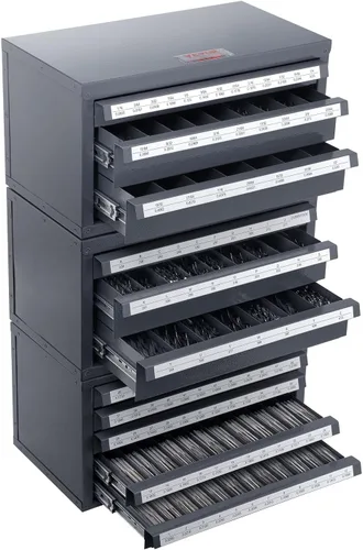 Vista 19 de VEVOR Gabinete Dispensador de Brocas, Dispensador de Brocas de Cinco Cajones, Gabinete Organizador de Brocas de 60 Compartimentos, Gabinete
