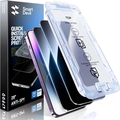 Vista 17 de SMARTDEVIL Paquete de 2 protectores de pantalla de privacidad para iPhone Air, vidrio templado 9H antiespía de 28°, resistente a impactos