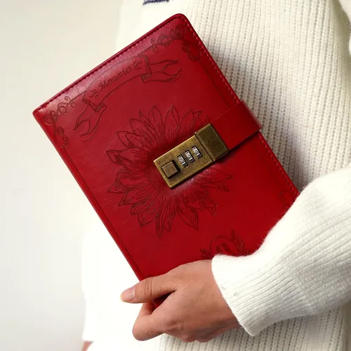Vista 9 de Diario de bloqueo para mujer, diario vintage con cerradura personal, recargable, diario de bloqueo de cuero, cuaderno de escritura B6 para niñas