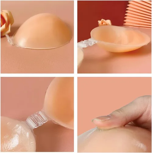 Vista 3 de Adhesive Bra Push Up Strapless Invisible Sticky Bra Reusable Backless Silicone Bra for Women