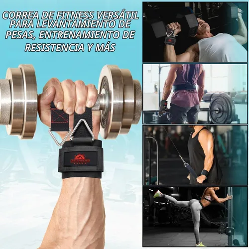 Vista 7 de Correas ajustables para muñeca y tobillo con anillo triangular para levantamiento de pesas, tríceps, pilates, máquinas de cable y rehabilitación