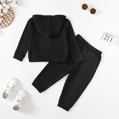 Vista 6 de Chichoo Conjunto de sudadera con capucha y cremallera de 2 piezas para bebés, niñas y niños pequeños