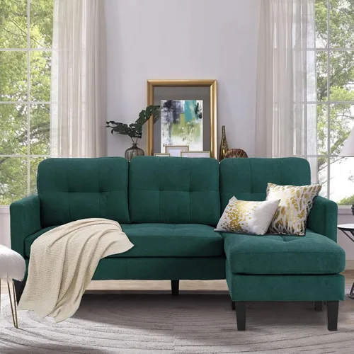 Vista 7 de Sofá modular convertible, sofá en forma de L, moderno juego de sofá de 3 asientos con diván reversible para sala de estar pequeña, apartamento