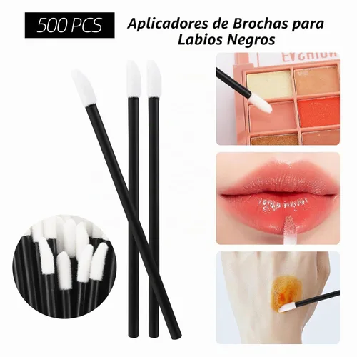 Vista 5 de Kit de suministros de extensión de pestañas de 1500 piezas, 500 varitas de rímel, 500 cepillos de labios, 500 micro hisopos negros, cepillos