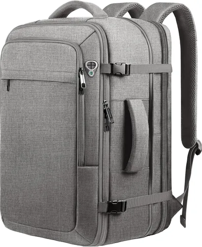 Vista 10 de Mochila de transporte para viajes de 1 a 10 días, mochila de viaje extra grande de 40L-50L aprobada por la TSA, bolsa expandible para laptop, bolsa