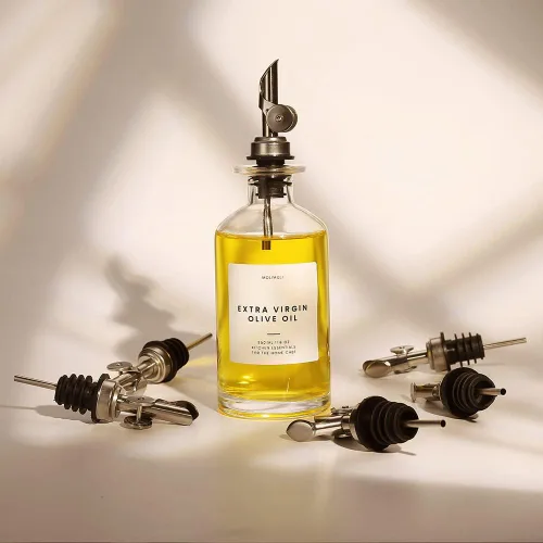 Vista 7 de Molimoli Paquete de 4 boquillas de licor prémium hechas de acero inoxidable con mecanismo antioxidación automático, vertedores de botellas