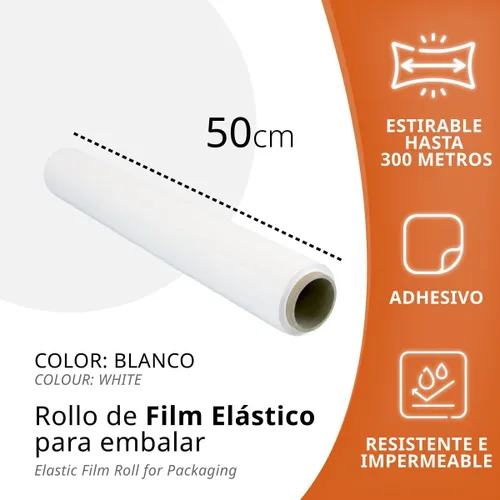 Vista 2 de OFITURIA Película de embalaje de 19.7 in de ancho y estirable hasta 984.3 ft de longitud, rollo de película elástica manual para embalaje industrial