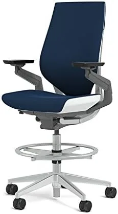 Vista 13 de Steelcase Gesture 442 - Taburete de tela berenjena, respaldo envuelto, marco ligero