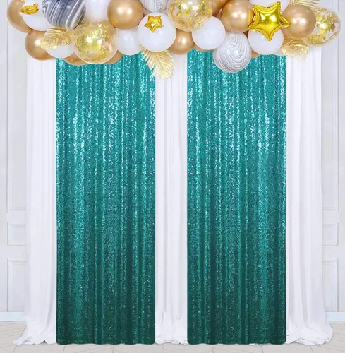 Vista 36 de Poise3EHome - Cortinas de lentejuelas con purpurina champagne, 2 piezas de 2 x 8 pies, paneles de purpurina para fiesta de Halloween, fiesta