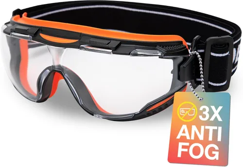 Vista 17 de DEX FIT Gafas de seguridad SG220, protección ocular contra salpicaduras químicas y de laboratorio de visión amplia, antivaho y resistentes a