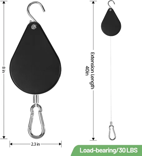 Vista 3 de Sistema Retráctil para Colgar Plantas Kitwinney - Poleas Ajustables para Elevar/Bajar Plantas sin Esfuerzo, Uso Resistente en Interiores