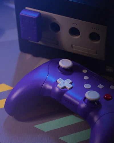 Vista 4 de Retro Fighters BattlerGC Wireless Controller - Gamecube, Game Boy Player, Switch & PC Compatible (Blue/Purple)