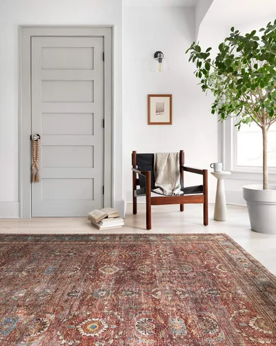 Vista 10 de Loloi - Alfombra tradicional larga de la colección Layla LAY-01 Ladrillo/Azul de 0,8 m x 3,6 m, 0,33 cm de espesor, suave, duradera, de inspiración