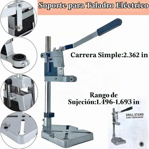 Vista 6 de Soporte de prensa de taladro para taladro manual, abrazadera de banco ajustable, soporte de suelo, herramienta de reparación de banco de trabajo