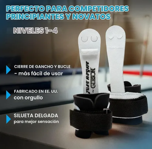 Vista 5 de Gibson Athletic Just Right Neo - Agarres de gimnasia para mujer, agarre de cuero con protector de muñeca de neopreno, cierre de velcro, agarres
