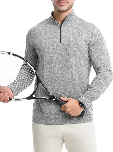 Vista 2 de Sudadera de manga larga con forro polar UPF50+ para hombre, con cremallera de un cuarto, sudadera de golf