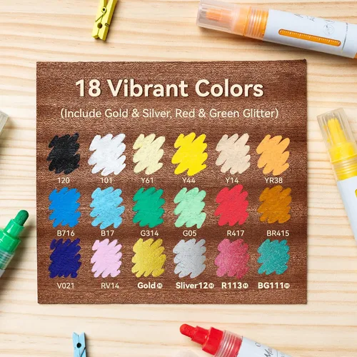 Vista 5 de Ohuhu Acrylic Paint Markers Refillable Acrylic Markers Opaque - Mauna Kea