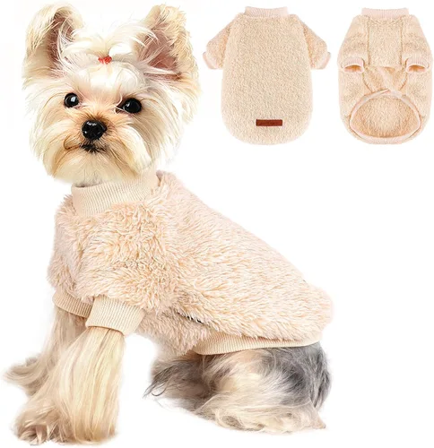 Vista 12 de Suéteres para perros pequeños, niña, perro macho, suéter, forro polar suave, ropa de invierno para mascotas, niño, niña, sudaderas de felpa, Negro