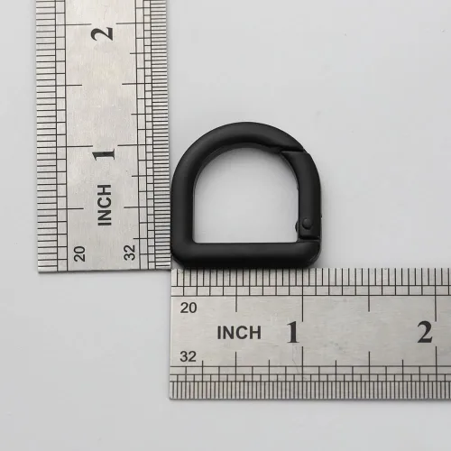Vista 4 de 2 llaveros de resorte de metal semicírculo, clip de ganchos de resorte, hebilla de llavero de resorte, anillo plano en D para monederos (negro)