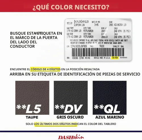 Vista 2 de DashSkin Tapa moldeada de dos piezas para salpicadero compatible con Dodge Ram 2002-2005 (Ram 2500 y 3500 2003-2005) en gris pizarra oscura gris