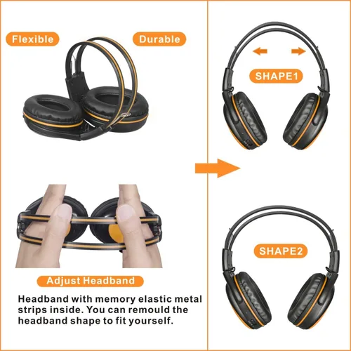 Vista 4 de SIMOLIO Auriculares IR para coche DVD con volumen limitado, auriculares infrarrojos inalámbricos para Honda Odyssey, Toyota Sienna, uConnect
