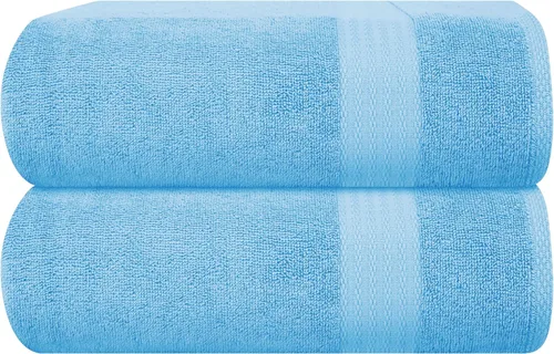 Vista 115 de GLAMBURG Juego de 2 Sábanas de Baño Extra Grandes de Algodón Premium de 700 GSM - 100% Algodón Peinado - 2 Sábanas de Baño 35x70 pulgadas - Calidad