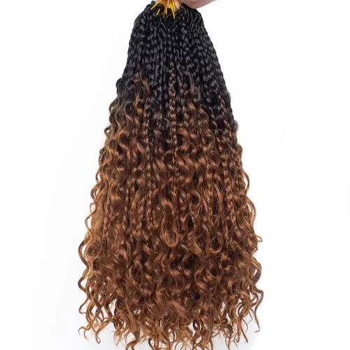 Vista 28 de Unionbeauty - 8 paquetes de trenzas bohemias de diosa en caja, de ganchillo de pelo para mujer negra, 8 pulgadas de trenzas de caja bob bohemias