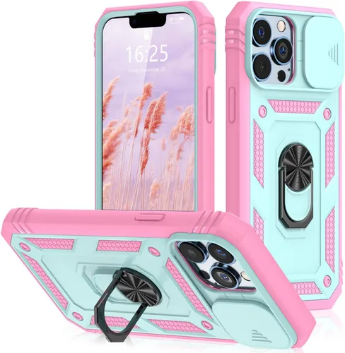 Vista 17 de Korecase Diseño para iPhone 12 Pro Max Kickstand Funda con cubierta de cámara de grado militar Caída de doble capa de cuerpo completo Protección a