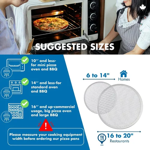Vista 5 de Norjac Rejilla para pizza de 16 pulgadas, paquete de 6 – Malla de aluminio para horno, sin costuras, libre de óxido, bandejas de hornear duraderas