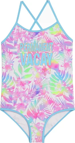 Vista 2 de Juicy Couture Conjunto de 2 trajes de baño de una pieza para niñas, traje de baño para niños, lindo degradado, teñido anudado, estampado tropical