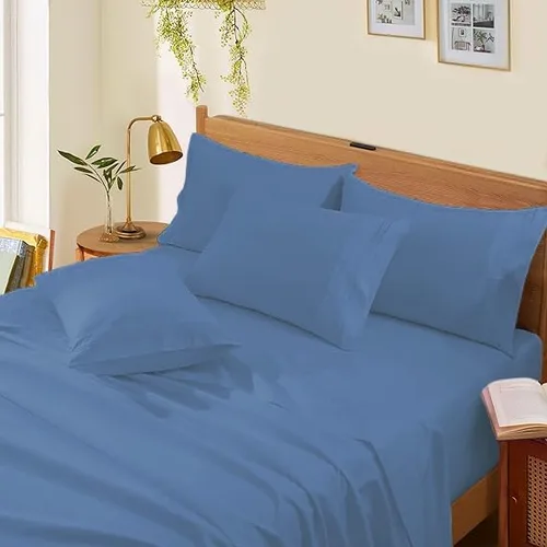 Vista 12 de Sábanas de cama tamaño Queen – 21 pulgadas de profundidad – Juego de 4 sábanas 100% algodón egipcio, rayas plateadas, de lujo, súper suavidad