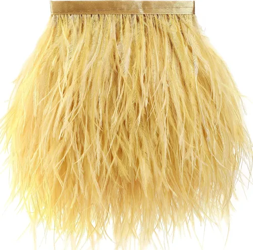 Vista 28 de Soarer Flecos de plumas de avestruz beige - 1,8 m, 12-18 cm, para manualidades de costura, ropa, joyería, decoración de bodas y fiestas en casa