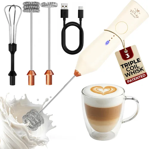 Vista 86 de Zulay Kitchen Potente varita espumadora de leche con 2 baterías Duracell – Mezclador de bebidas portátil ultrarrápido – Máquina de espuma eléctrica