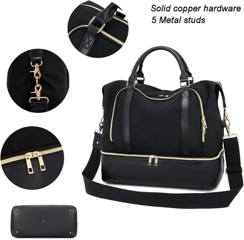 Vista 9 de CAMTOP - Bolsa de viaje de fin de semana para mujer, bolsa de lona con espacio para laptop de15.6 pulgadas