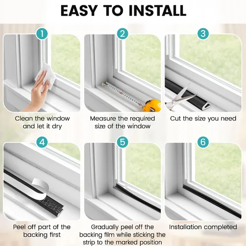 Vista 6 de Tira de sellado de puerta con burlete en forma de V de 40 pies – Cinta de espuma autoadhesiva para puertas y ventanas, bloqueador de corrientes